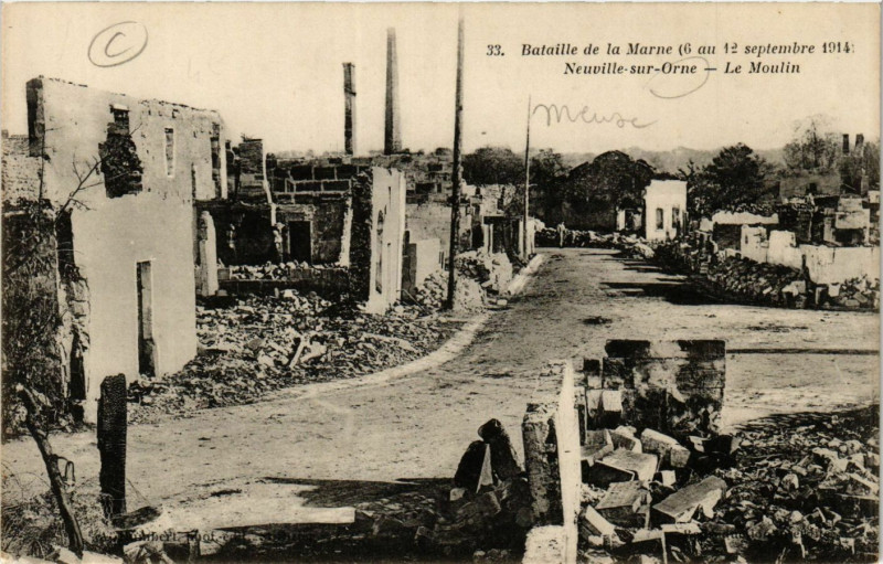 Carte postale ancienne Bataille de la Marne (6 au 12 sept. 1914) - Neuville-sur-Orne... à Euville