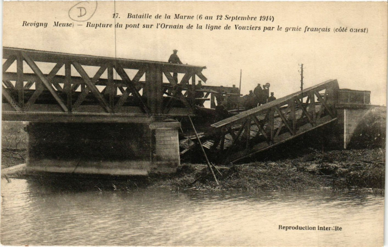 Carte postale ancienne Bataille de la Marne 6 au 12 sept. 1914 -Revigny (Meuse) -Raptue