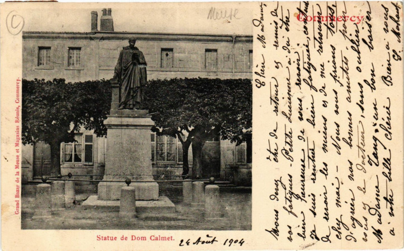 Carte postale ancienne Commercy - Statue de Dom Calmet à Commercy