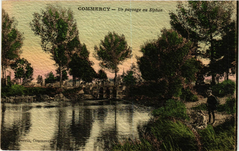 Carte postale ancienne Commercy - Un paysage au Siphon à Commercy