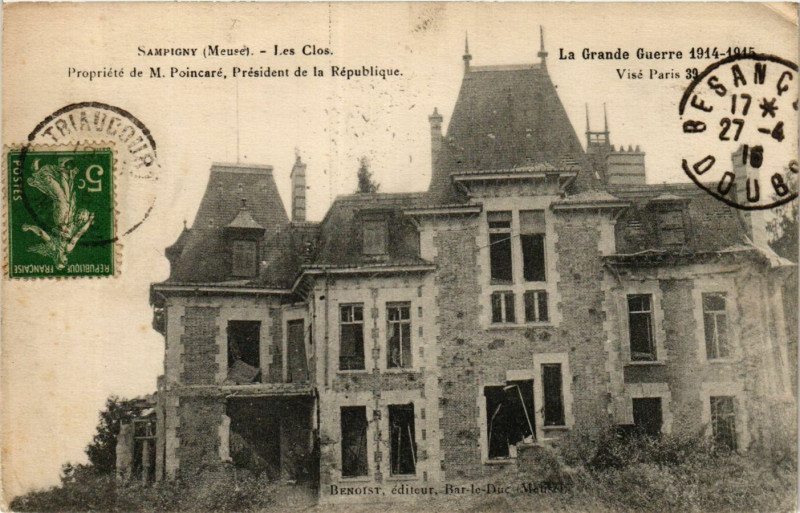 Carte postale ancienne Sampigny (Meuse) - Les Clos, Propriétéde M.Poincaré, Président .. à Sampigny