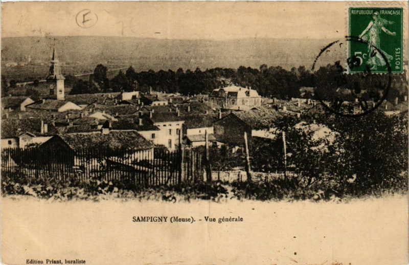 Carte postale ancienne Sampigny (Meuse) - Vue générale à Sampigny