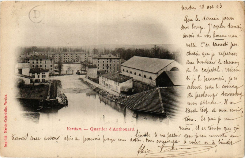 Carte postale ancienne Verdun - Quartier d'Anthouard à Verdun