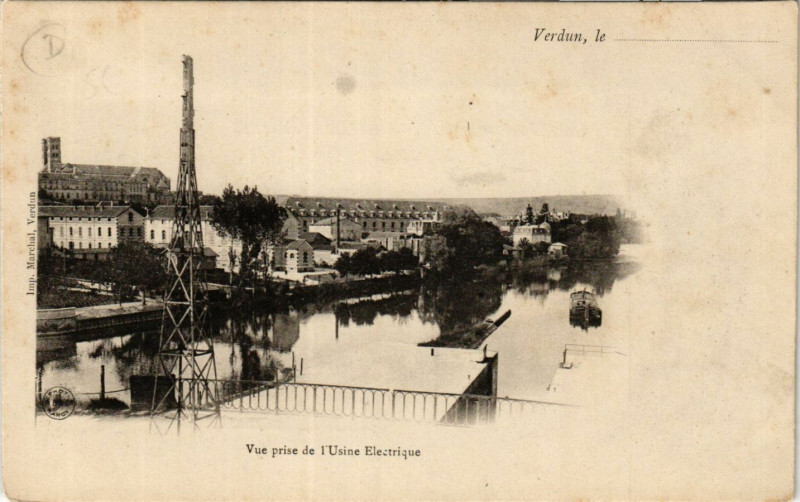 Carte postale ancienne Verdun, le .... - Vue prise de l'Usine Electrique à Verdun