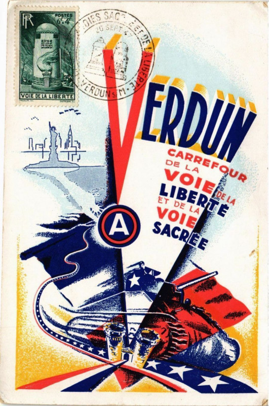Carte postale ancienne Verdun Carrefour de la Voie de la et de la Voie Sacree à Verdun