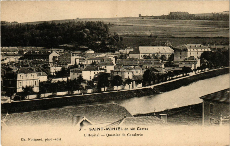 Carte postale ancienne Saint-Mihiel en six Cartes L'Hopital  Quartier de Cavalerie à Saint-Mihiel