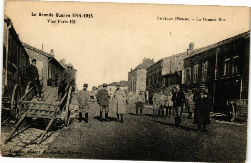 Carte postale ancienne Souilly - La Grande Rue à Souilly