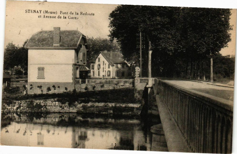 Carte postale ancienne Stenay - Pont de la Resoute et Avenue de la Gare à Stenay