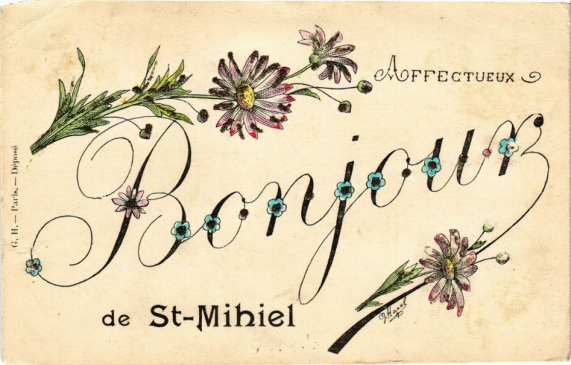 Carte postale ancienne Bonjour de Saint-Mihiel à Saint-Mihiel