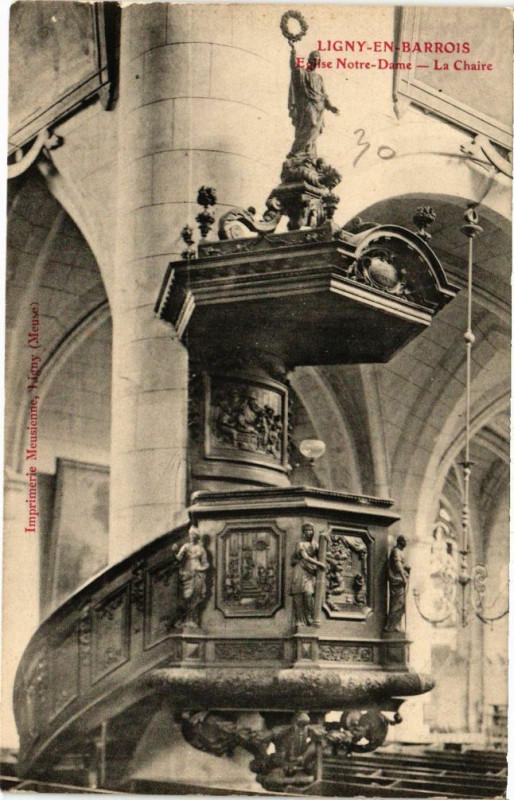 Carte postale ancienne Ligny en Barrois-Eglise Notre Dame-La Chaire à Ligny-en-Barrois
