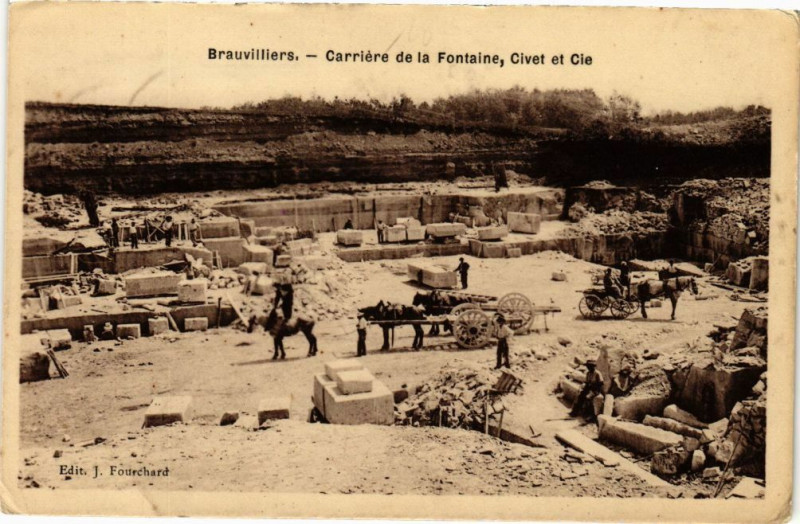 Carte postale ancienne Brauvilliers-Carriére de la Fontaine-Civet et Cie à Brauvilliers