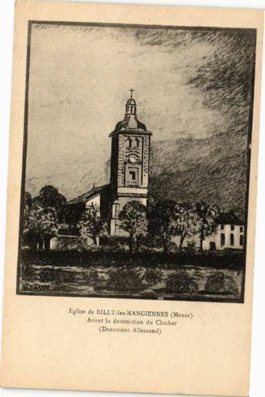 Carte postale ancienne Eglise de Billy les Mangiennes à Mangiennes