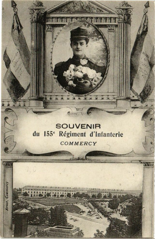 Carte postale ancienne Souvenir du 155e Régiment d'Infanterie Commercy à Commercy