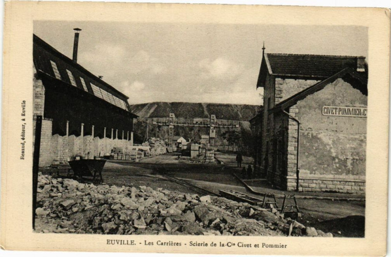 Carte postale ancienne Euville-Les Carriéres-Scierie de la Cie Civet et Pommier à Euville
