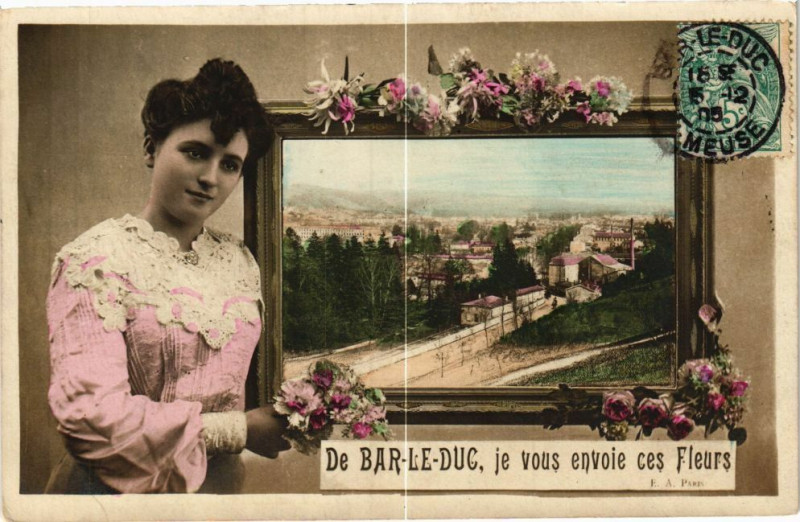 Carte postale ancienne De Bar le Duc je vous envoie ces Fleurs à Bar-le-Duc