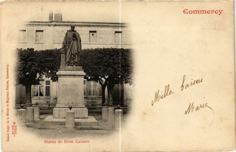 Carte postale ancienne Commercy-Statue de Dom Calmet à Commercy