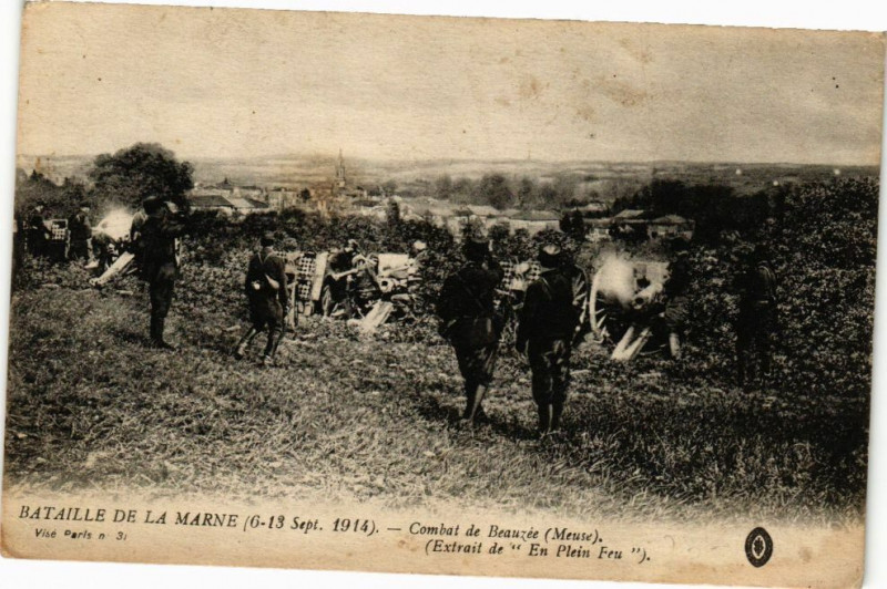 Carte postale ancienne Bataille de la Marne-Combat de Beauzée