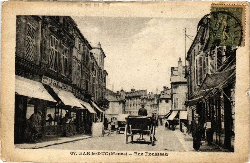 Carte postale ancienne Bar le Duc-Rue Rousseau à Bar-le-Duc