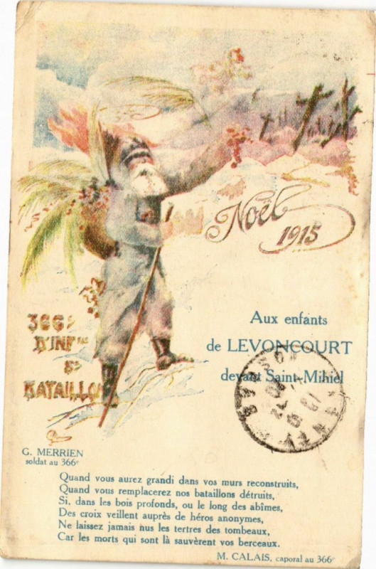 Carte postale ancienne Aux Enfants de Levoncourt devant Saint Mihiel à Levoncourt