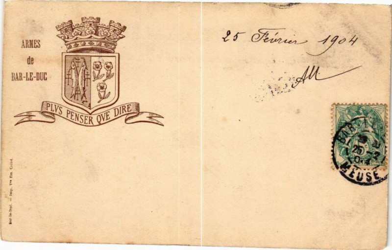 Carte postale ancienne Armes de Bar le Duc à Bar-le-Duc