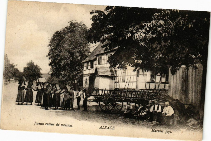 Carte postale ancienne Alsace-Joyeux retour de moisson