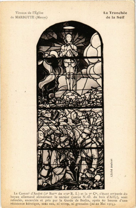 Carte postale ancienne Vitraux de l'Eglise de Marbotte-La Tranchée de la Soif