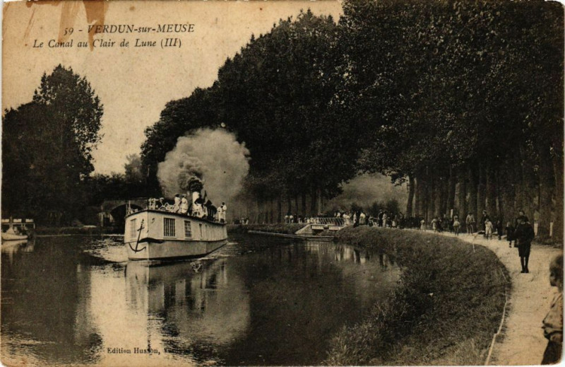 Carte postale ancienne Verdun sur Meuse-Le Canal au Clair de Lune à Verdun