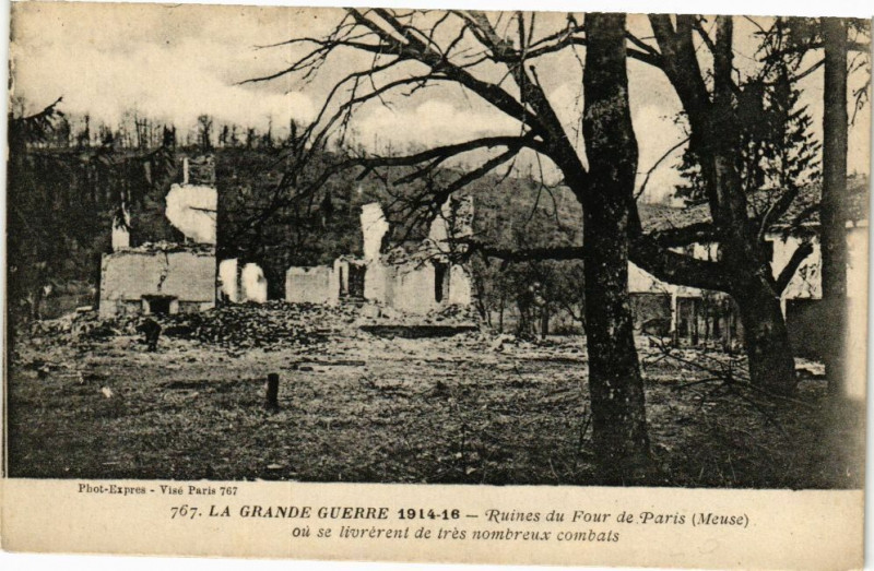 Carte postale ancienne Ruines du Four de Paris ou se livrérent de trés nombreux combats à Breux