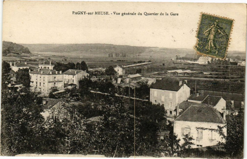 Carte postale ancienne Pagny sur Meuse-Vue générale du Quartier de la Gare à Pagny-sur-Meuse