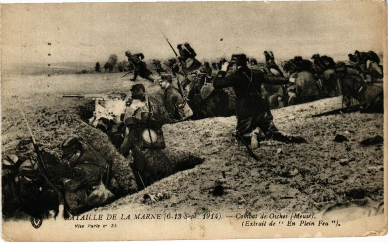 Carte postale ancienne Bataille de la Marne-Combat de Osches à Osches