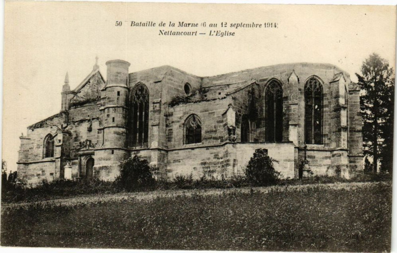 Carte postale ancienne Bataille de la Marne- Nettaucourt-L'Eglise
