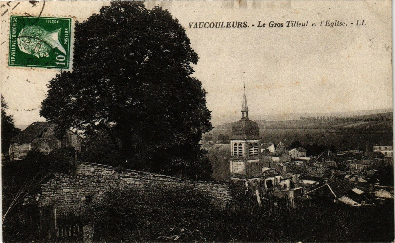 Carte postale ancienne Vaucouleurs-Le Gros Tilleul et l'Eglise à Vaucouleurs