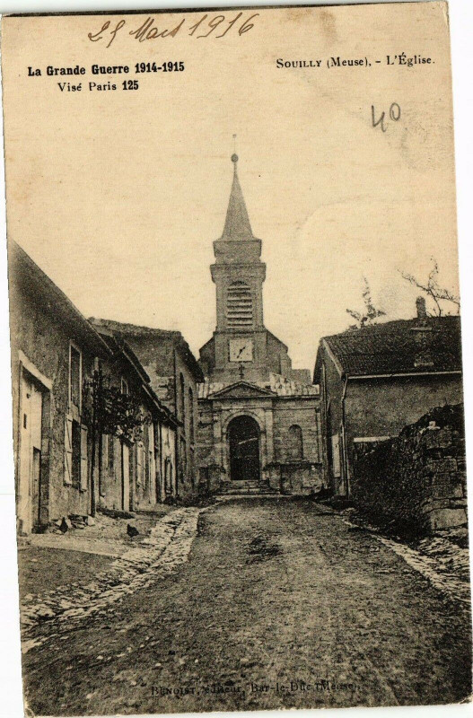 Carte postale ancienne La Grande Guerre-Souilly-L'Eglise à Souilly