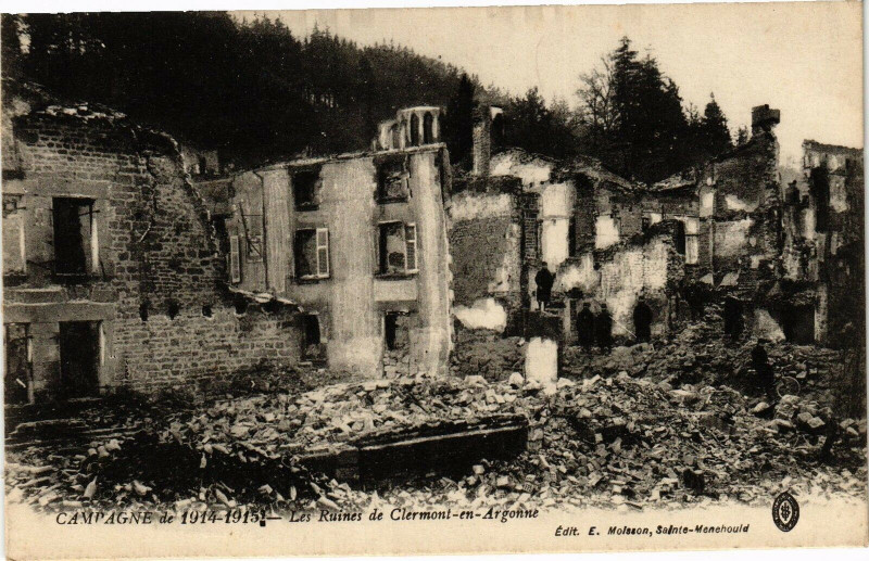 Carte postale ancienne Campagne de 1914-1915-Les Ruines de Clermont en Argonne à Clermont-en-Argonne