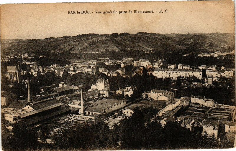 Carte postale ancienne Bar le Duc-Vue générale prise de Blamecourt à Bar-le-Duc
