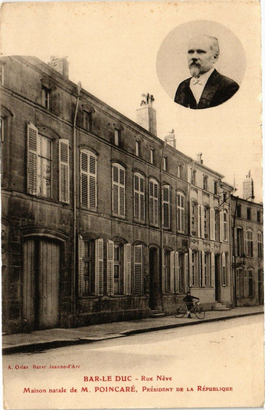 Carte postale ancienne Bar le Duc-Rue Néve-Maison natale de M. Poincaré à Bar-le-Duc