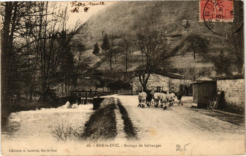 Carte postale ancienne Bar le Duc-Barrage de Salvanges à Bar-le-Duc