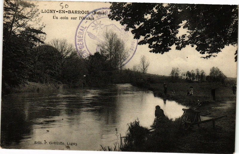 Carte postale ancienne Ligny-en-Barrois (Meuse) Un coin sur l'Ornain à Ligny-en-Barrois