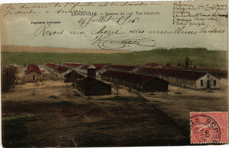 Carte postale ancienne Lérouville - Caserne du 154* Vue Générale à Lérouville