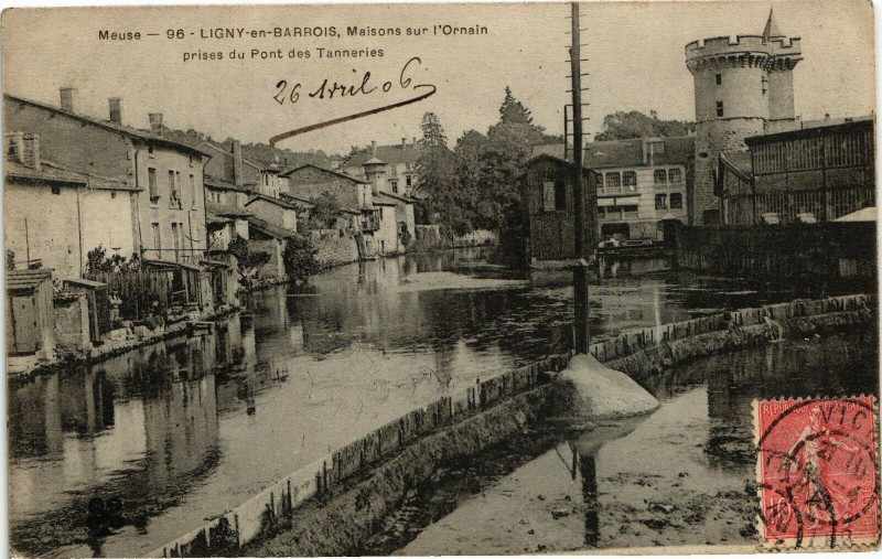 Carte postale ancienne Meuse  Ligny-en-Barrois , Maisons sur l'Ornain prises du Pont des... à Ligny-en-Barrois
