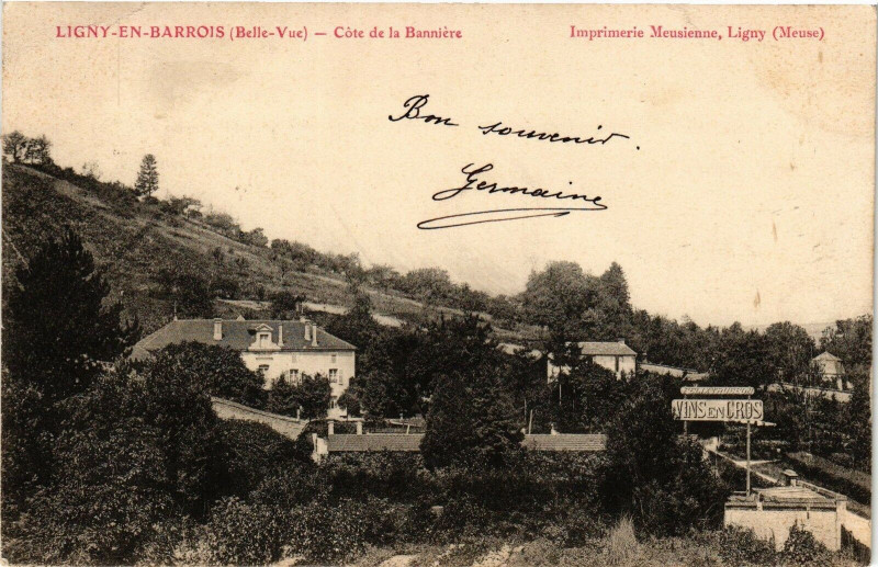 Carte postale ancienne Ligny -en-Barrois (Belle-Vue) -Cote de la Banniére -Imprimerie... à Ligny-en-Barrois