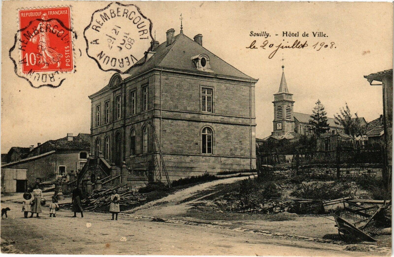 Carte postale ancienne Souilly - Hotel de Ville à Souilly
