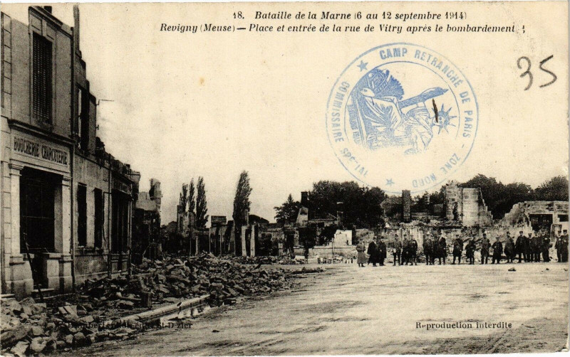 Carte postale ancienne Bataille de la Marne (6 au 12 septembre 1914) Revigny(Meuse) - ...