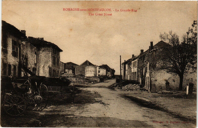 Carte postale ancienne Romagne-sous-Montfaucon - La Grande-Rue The Great Street à Romagne-sous-Montfaucon