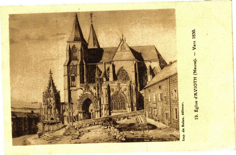 Carte postale ancienne Eglise d'Avioth (Meuse) -Vers 1830 à Avioth