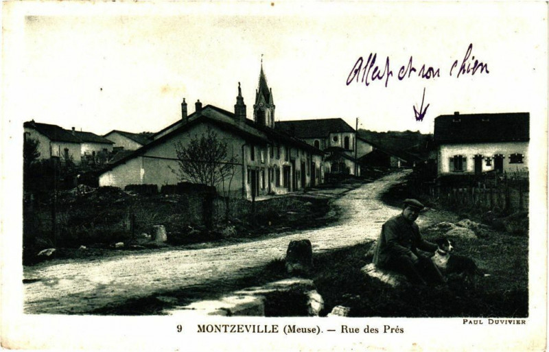 Carte postale ancienne Montzeville (Meuse) - Rue des Prés à Montzéville