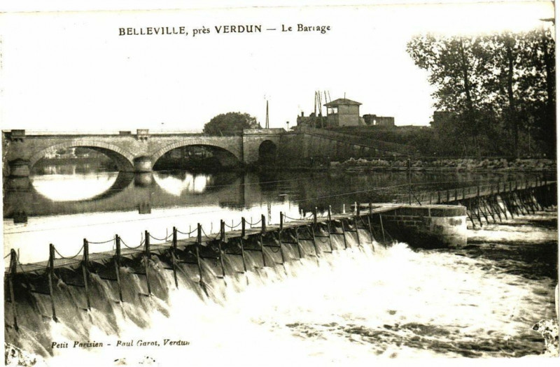 Carte postale ancienne Belleville , prés Verdun -Le Barrage à Verdun