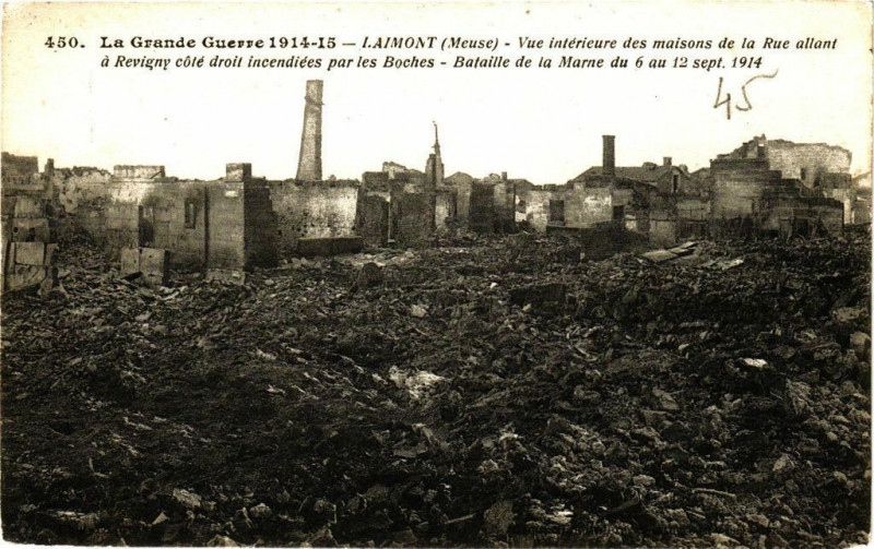 Carte postale ancienne La Grande Guerre 1914-15 - Laimont (Meuse) Vue intérieure des ... à Laimont
