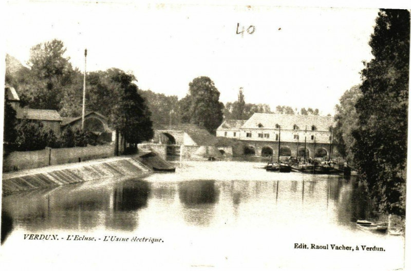 Carte postale ancienne Verdun- L'Ecluse -L'Usine électrique à Verdun