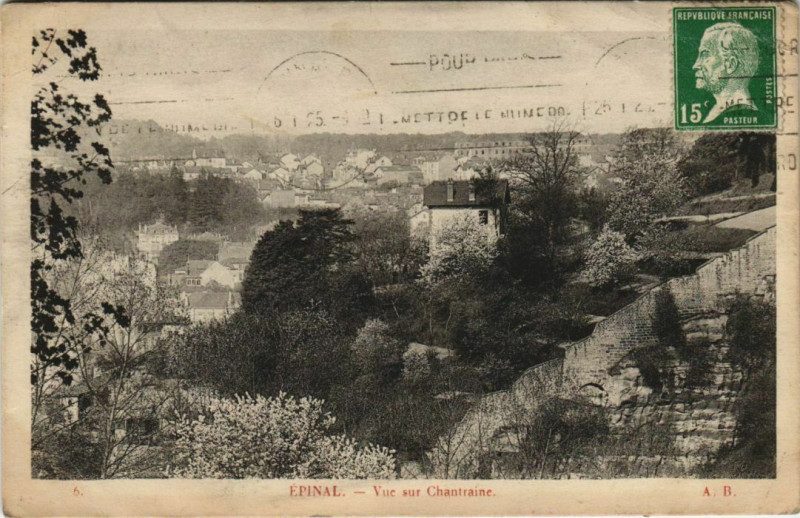 Carte postale ancienne Epinal Vue sur Chantraine à Épinal